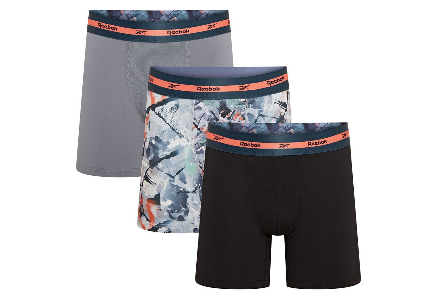 Reebok Trunk LUTHER (3er Pack) basic, feuchtigkeitsregulierend, mit Logo, mit Muster, breiter Bund von Reebok