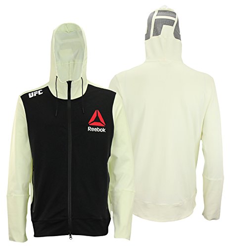 Reebok UFC Mens Full Zip Walkout Hoodie (Black Front/Off-White Back, X-Large) von Reebok