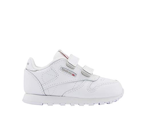 Reebok Unisex Baby Classic Leather 2V Sneaker, White/Carbon/Vector Blue, 22 EU von Reebok