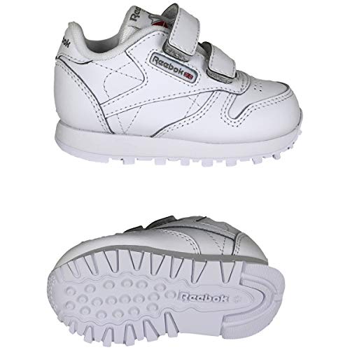 Reebok Unisex Baby Classic Leather 2V Sneaker, White/Carbon/Vector Blue, 24 EU von Reebok