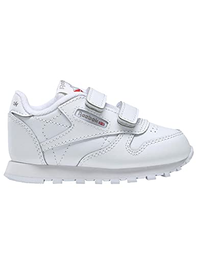 Reebok Unisex Baby Classic Leather 2V Sneaker, White/Carbon/Vector Blue, 26 EU von Reebok