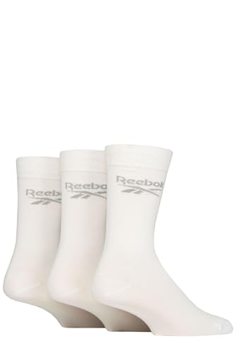 Reebok Unisex "Core" Crew-Socken, normale wadenlange Socken, weiche Baumwolle mit nahtlosen Zehen, 3 Paar, Multipack, Größen 35-47, weiß, 11-12.5 von Reebok