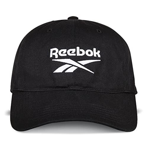 Reebok Unisex-Erwachsene Lässige Kappe mit entspanntem Logo und verstellbarem Riemen für Damen und Herren (Einheitsgröße) Baseballkappe, Schwarz, One Size von Reebok