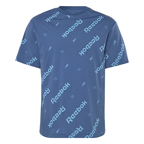 Reebok Unisex Identity All Over Print T-Shirt, Batik Blau von Reebok