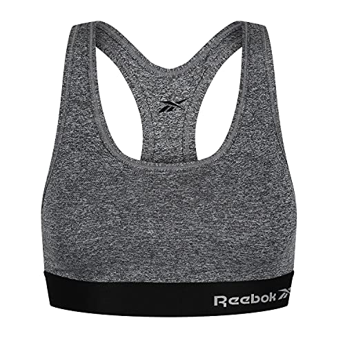 Reebok Women's Stretch Wireless Crop Sports with Racerback-Grey Marl Top Training Bra, Grau, M von Reebok