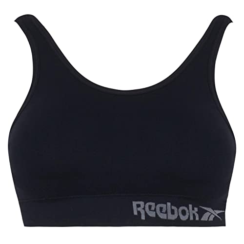 Reebok Women's Women’s Seamless Crop, Stretch Cotton Cropped Sports Top with Removable Pads – Black Training Bra, Schwarz, XS von Reebok