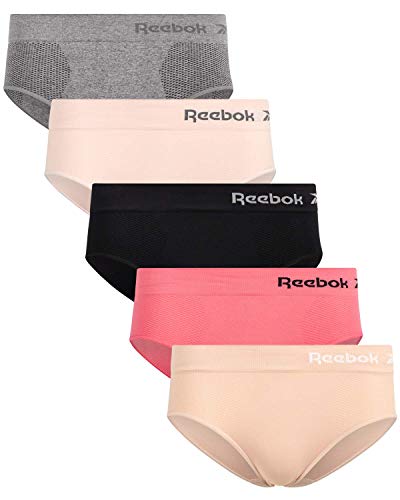 Reebok damen seamless hipster höschen packung mit 5 stück, größe l, schwarz / akt / pink / pink rose / grau von Reebok