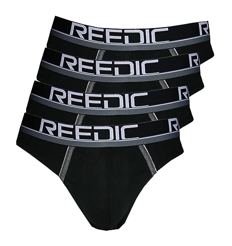 Reedic Baumwoll-Slip im 4er Pack, Größe Medium (M), Farbe je 4X schwarz-Weiss von Reedic