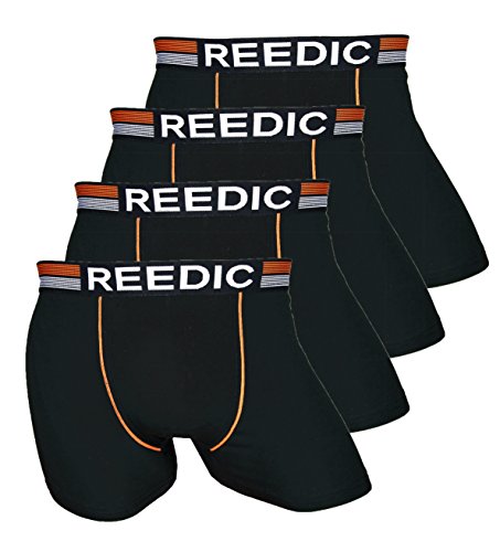 Reedic Herren Boxershorts, Baumwolle, 4er Pack, Größe Large (L), Farbe je 4X schwarz-orange von Reedic