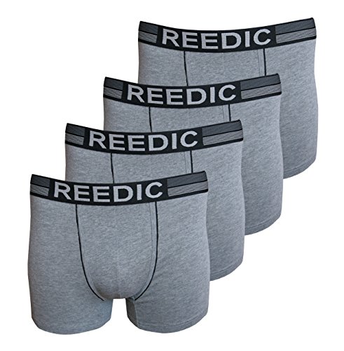 Reedic Herren Boxershorts, Baumwolle, 4er Pack, Größe XXX-Large (3XL), Farbe je 4X grau von Reedic