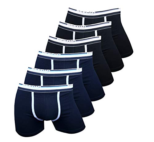 Reedic Herren Boxershorts, Baumwolle, 6er Pack, Größe X-Large (XL), Farbe je 3X schwarz, dunkelblau von Reedic