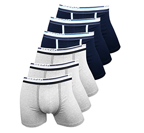 Reedic Herren Boxershorts, Baumwolle, 6er Pack, Größe XXX-Large (3XL), Farbe je 3X grau, dunkelblau von Reedic