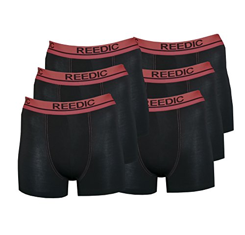 Reedic Herren Boxershorts, Modal, 6er Pack, Größe Medium (M), Farbe 6X schwarz von Reedic