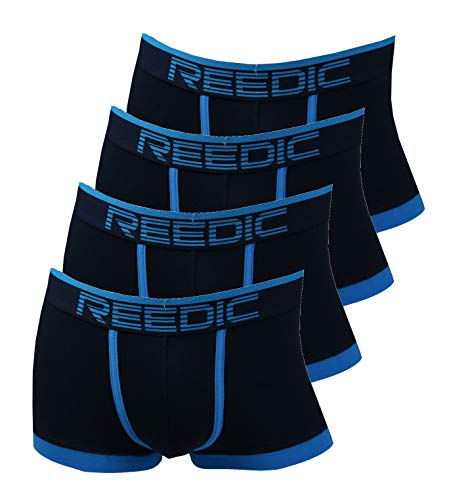 Reedic Herren Boxershorts Baumwolle 4er Pack zufälliger Farbmix, Größe XX-Large (2XL), Farbe je 4X dunkelblau von Reedic