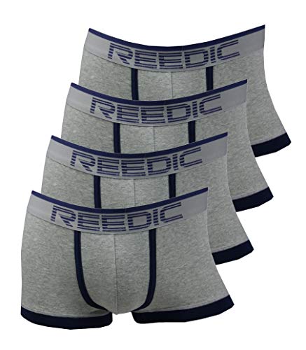 Reedic Herren Boxershorts Baumwolle 4er Pack zufälliger Farbmix, Größe XX-Large (2XL), Farbe je 4X graublau von Reedic