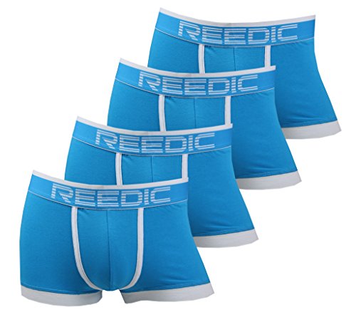 Reedic Herren Boxershorts Baumwolle 4er Pack, Größe XX-Large (2XL), Farbe je 4X blau von Reedic