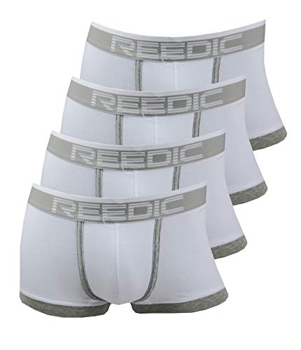 Reedic Herren Boxershorts Baumwolle 4er Pack zufälliger Farbmix, Größe XX-Large (2XL), Farbe je 4X Weiss von Reedic