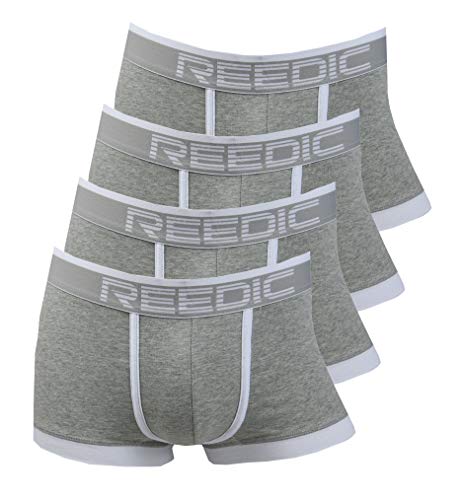 Reedic Herren Boxershorts Baumwolle 4er Pack zufälliger Farbmix, Größe XX-Large (2XL), Farbe je 4X grauweiss von Reedic