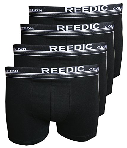 Reedic Herren Boxershorts Baumwolle 4er Pack zufälliger Farbmix, Größe XX-Large (2XL), Farbe je 4X schwarz von Reedic