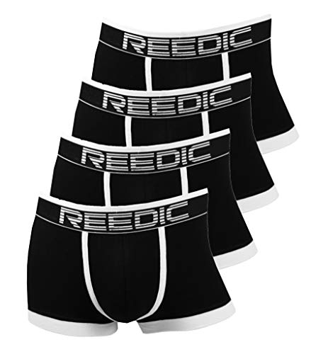Reedic Herren Boxershorts Baumwolle 4er Pack zufälliger Farbmix, Größe XX-Large (2XL), Farbe je 4X schwarz von Reedic