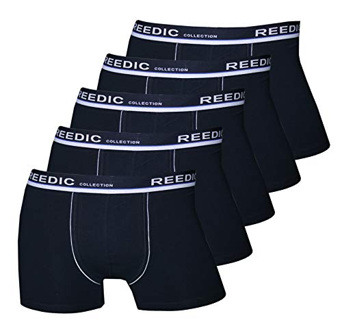 Reedic Herren Boxershorts Baumwolle 5er Pack, Größe Medium (M), Farbe je 5X dunkelblau von Reedic