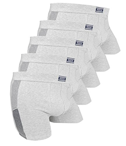 Reedic Herren Boxershorts Baumwolle 5er Pack, Größe Medium (M), Farbe je 5X grau von Reedic