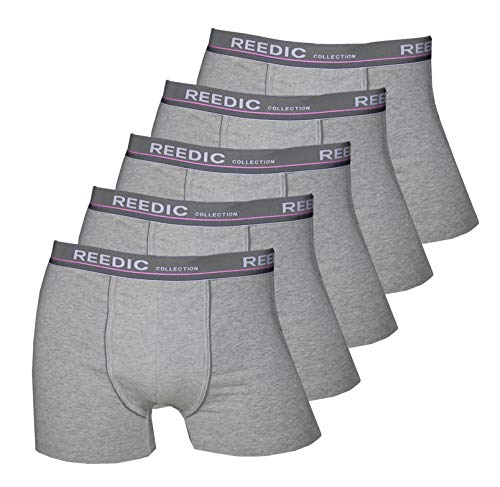 Reedic Herren Boxershorts Baumwolle 5er Pack, Größe Medium (M), Farbe je 5X grau von Reedic