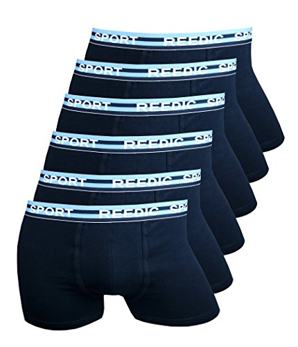 Reedic Herren Boxershorts Baumwolle 6er Pack, Größe Large (L), Farbe je 6X dunkelblau von Reedic