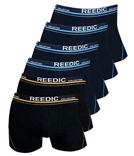Reedic Herren Boxershorts Baumwolle 6er Pack, Größe Medium (M), Farbe je 4X dunkelblau, je 2X schwarz von Reedic