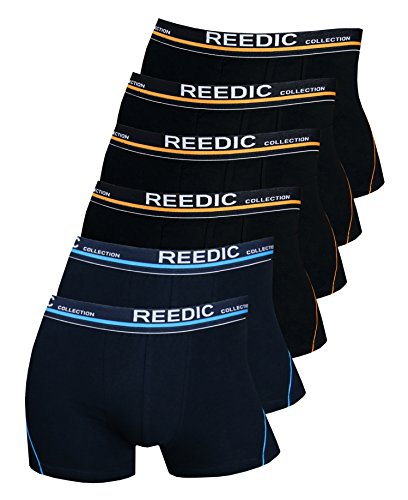 Reedic Herren Boxershorts Baumwolle 6er Pack, Größe Medium (M), Farbe je 4X schwarz, je 2X dunkelblau von Reedic