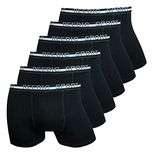 Reedic Herren Boxershorts Baumwolle 6er Pack, Größe X-Large (XL), Farbe je 6X schwarz (Black) von Reedic