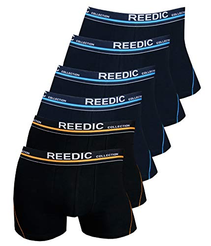 Reedic Herren Boxershorts Baumwolle 6er Pack, Größe XX-Large (2XL), Farbe je 4X dunkelblau, je 2X schwarz von Reedic