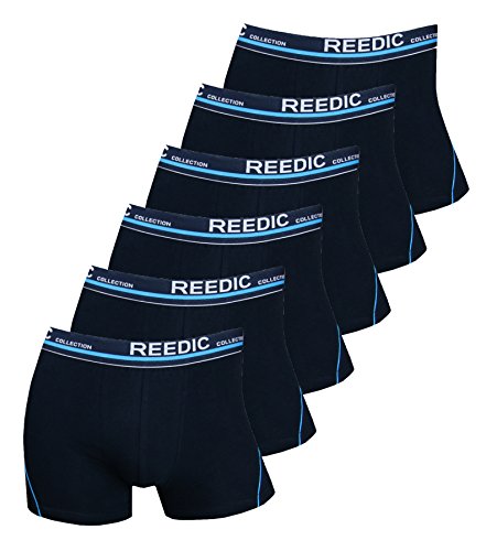 Reedic Herren Boxershorts Baumwolle 6er Pack, Größe XX-Large (2XL), Farbe je 6X dunkelblau von Reedic