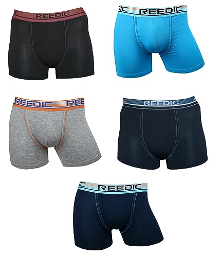 Reedic Herren Boxershorts Modal 5er Pack - zufälliger Farbmis, Größe Large (L), Farbe je 5X Surprise Color Mix von Reedic