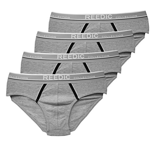 Reedic Herrenslip, Baumwolle, 4er Pack, Größe Medium (M), Farbe je 4X grau von Reedic