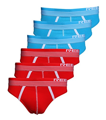 Reedic Herrenslip, Baumwolle, 6er Pack, Größe XXX-Large (3XL), Farbe je 3X türkis, rot von Reedic