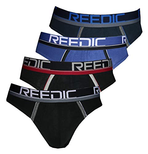 Reedic blickdichter Slip 4er Pack, Größe Medium (M), Farbe je 1x dunkelblau, blau, schwarz-rot, schwarz-Weiss von Reedic