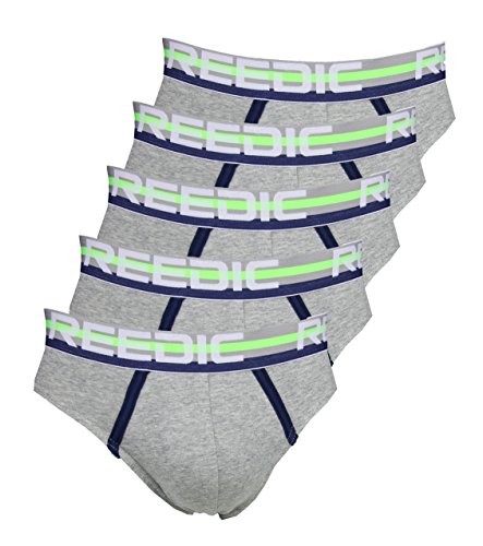 Reedic Herrenslips Baumwolle 5er Pack, Größe X-Large (XL), Farbe je 5X grau von Reedic
