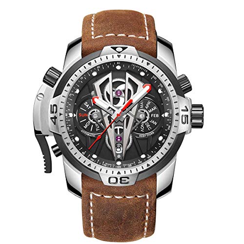 REEF TIGER Herren Sportuhr analog Automatik mit Leder Armband RGA3591 (RGA3591-YBC) von REEF TIGER