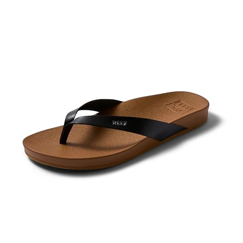 Reef Cushion Court Damen-Flip-Flops, vorgeformtes gepolstertes Fußbett, Fußgewölbeunterstützung, Schwarz/Natur, 7.5 von Reef