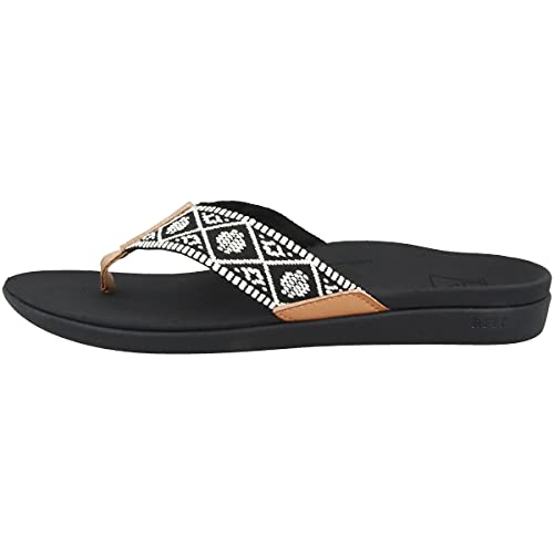 Reef Damen Ortho-Bounce Woven Flipflop, Black/White, 42.5 EU von Reef