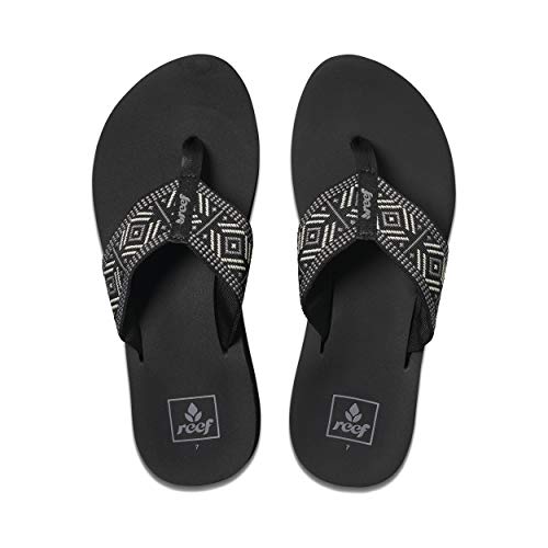 Reef Damen Spring Woven Flipflop, Black/White, 38.5 EU von Reef