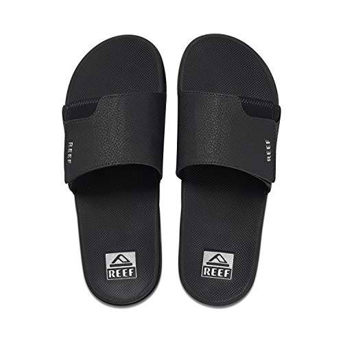 Reef Herren Fanning Slide Flipflop, Black/Silver, 37.5 EU von Reef