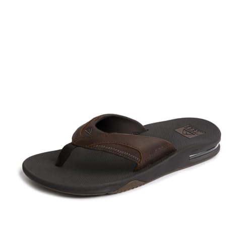 Reef Herren Leather Fanning Flipflop, Dark Brown, 43 EU von Reef