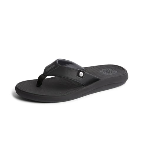 REEF Phantom Nias Herren-Flip-Flops, Strand-Zehentrenner, leicht, weich und mit stützend vorgeformtem Fußbett, schwarz/grau, 45 EU von Reef