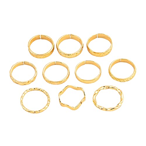 10-teiliges Set aus einfachen Retro-geschnitzten geometrischen Ringen Schmuck Wave Ring weiblich Damen Ringe mit Zirkonia (Rose Gold #3, One Size) von Reepetty