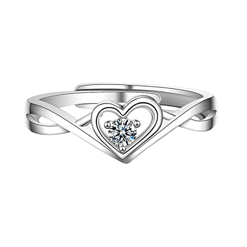 An Meine Tochter Herz Ring Liebe Strass Ring Graduierungsring für Frauen Silber Liebe hohler Strass Ring verstellbare Öffnung Der Ringe 1000 Teile (Silver-2, One Size) von Reepetty