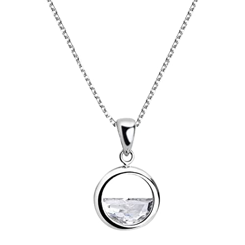 Anhänger Mondstein Silber Kristallzirkon-Anhänger für Geschenk-geometrischer Kreis-Verbindungs-Schlüsselbein-Ketten-Halsketten-Frauen-Mode-Persönlichkeit mit Zirkon-runder (c-Silver, One Size) von Reepetty