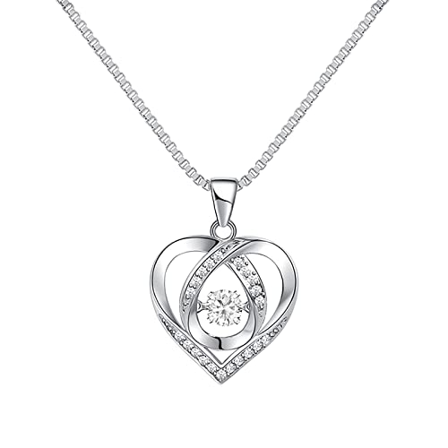 Buggy Anhänger Liebe rotierende Kristallgeometrie Strass Halsketten für Frauen Liebe Anhänger Halskette mütterliche volle Strass Halskette an Meine Tochter Mehrere Ketten (Silver #3, One Size) von Reepetty