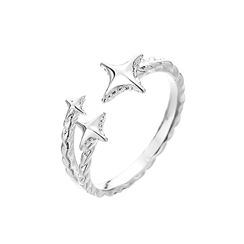 Damen Echtschmuck Ring Edelstahl Das einfache und raffinierte Design des Sternrings ist für alle Gelegenheiten geeignet Ringe Für Schaukel Outdoor (Silver #5, A) von Reepetty